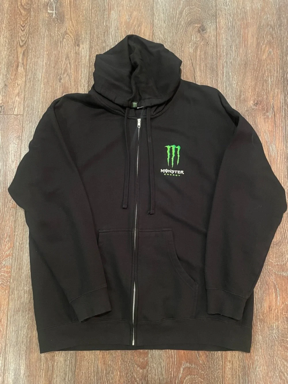 Brand New Monster Energy Black Zip Up Hoodie with Green Logo, Size XL - Picture 1 of 6